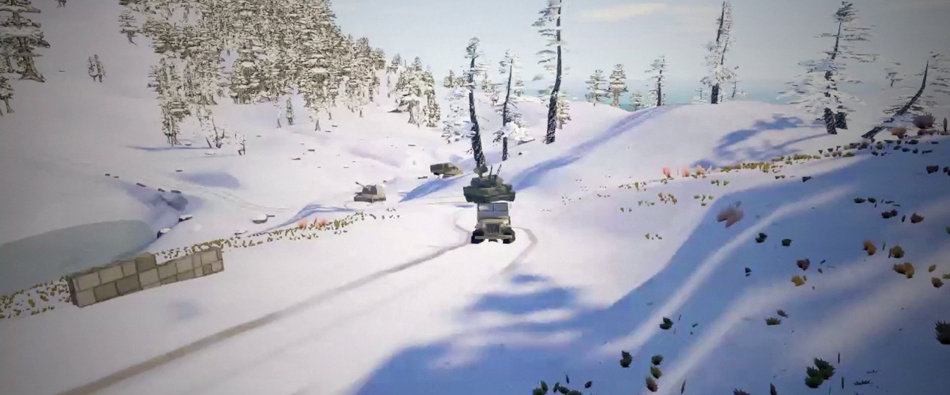 A convoy moving along a snowy road